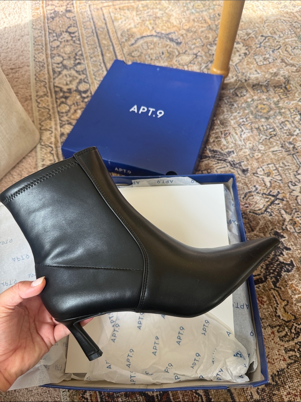 NWT Apt. 9 Black Pointed-Toe Kitten Heel Ankle Booties